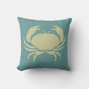 CRAB auf dunkelblauem, aquamarinem Kissen