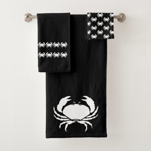 Crab Bath Schwarz-Weiß-Handtuch-Set Badhandtuch Set (Insitu)
