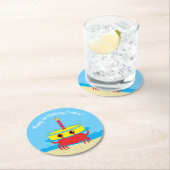 Crab Beach Birthday Party Runder Pappuntersetzer (Vor Ort)