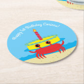 Crab Beach Birthday Party Runder Pappuntersetzer (Angewinkelt)