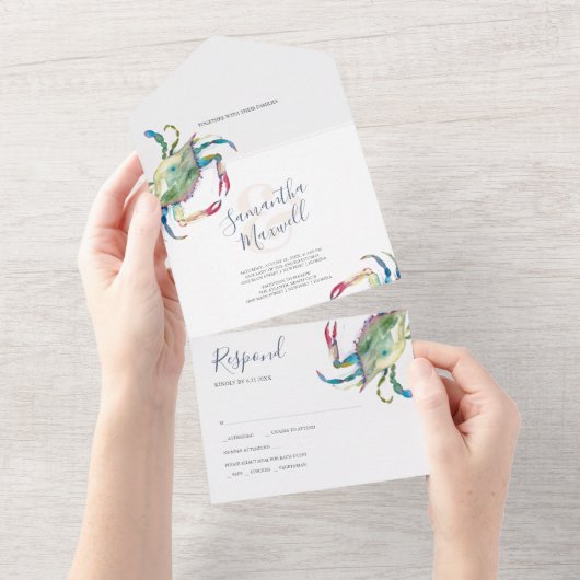 Crab Beach Hochzeit in einer Einladung (Abreißen)