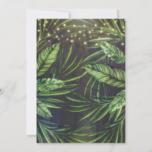 Crab Beach Palm String Lights Wedding Einladung (Rückseite)