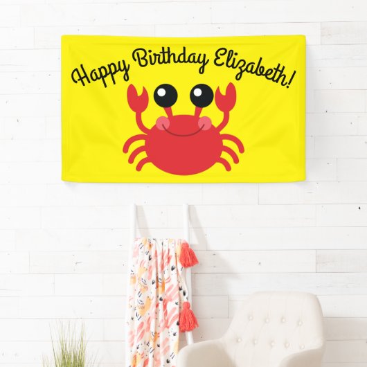 Crab Birthday Party Niedlich Cartoon Kinder Banner (Insitu)