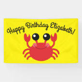 Crab Birthday Party Niedlich Cartoon Kinder Banner (Horizontal)