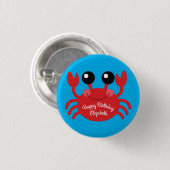 Crab Birthday Party Niedlich Cartoon Kinder Button (Vorne & Hinten)