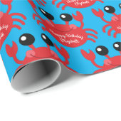 Crab Birthday Party Niedlich Cartoon Kinder Geschenkpapier (Rolleneckpunkt)
