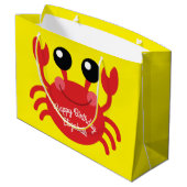 Crab Birthday Party Niedlich Cartoon Kinder Große Geschenktüte (Rückseite Schrägansicht)