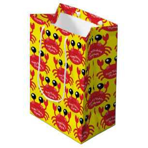 Crab Birthday Party Niedlich Cartoon Kinder Mittlere Geschenktüte
