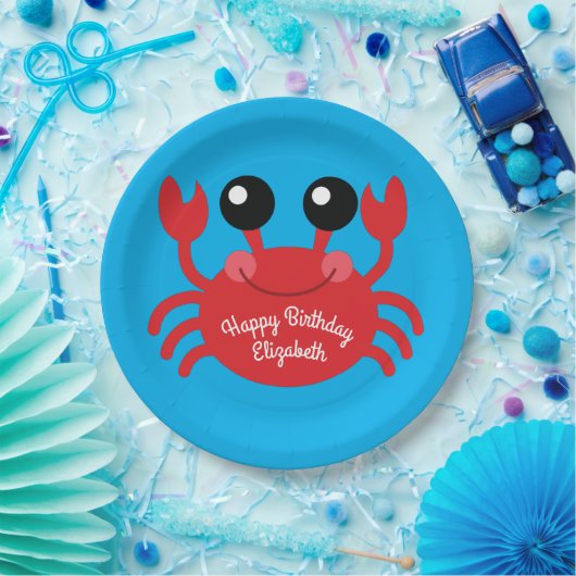 Crab Birthday Party Niedlich Cartoon Kinder Pappteller (Party)