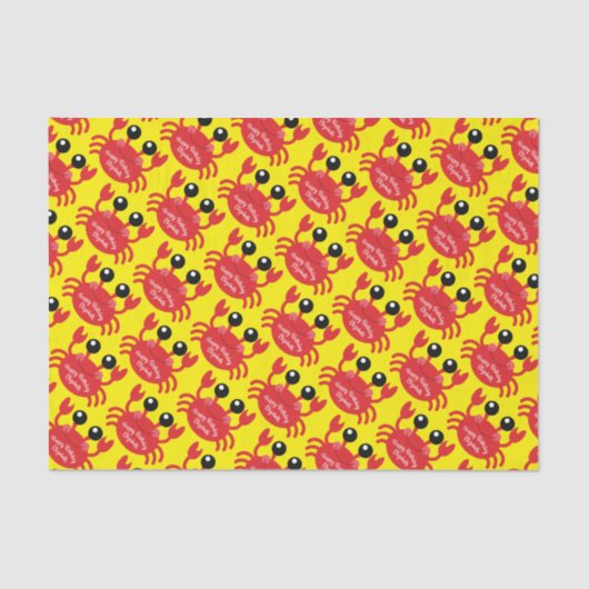 Crab Birthday Party Niedlich Cartoon Kinder Seidenpapier (Vorderseite)