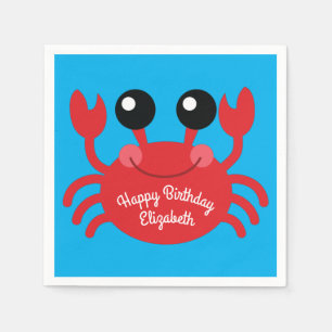 Crab Birthday Party Niedlich Cartoon Kinder Serviette