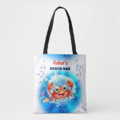 Crab Blue Boy Pool Beach Individuelle Name Tasche (Vorderseite)