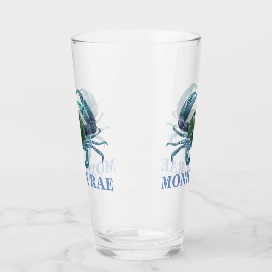 Crab Blue Crustacean Monogram Name Glas (Links)
