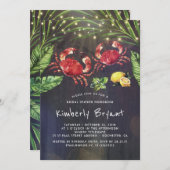 Crab Boil Beach Palm String Lights Brautparty Einladung (Vorne/Hinten)
