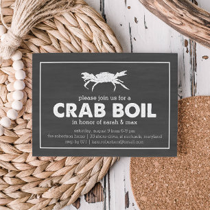 Crab Boil Black & White Chalkboard Einladung