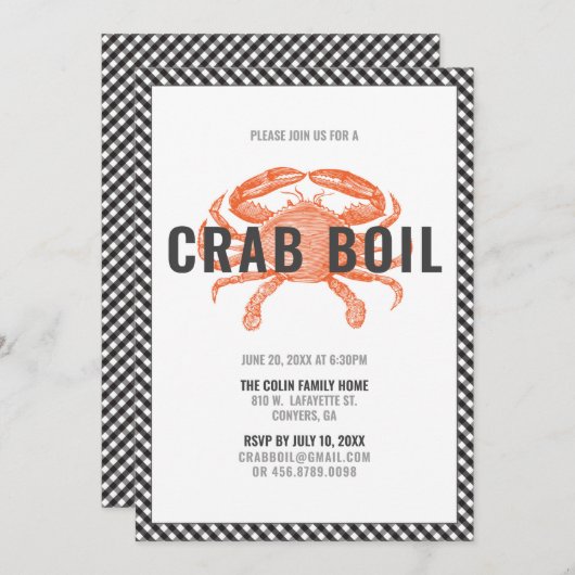 Crab Boil Dinner Party Einladung (Vorne/Hinten)