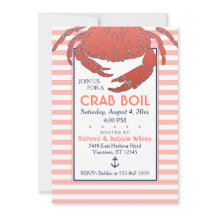 Crab Boil | Eingeladene Navy/Coral gestreift