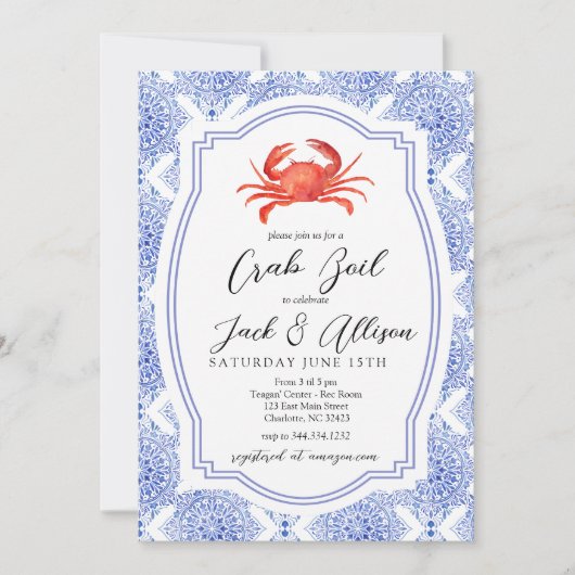 Crab Boil Einladung, Crab Bake Dusche einladen Einladung (Vorderseite)