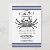 Crab Boil Engagement Party Karo Blue Beach Einladung (Vorderseite)