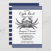 Crab Boil Engagement Party Karo Blue Beach Einladung (Vorne/Hinten)