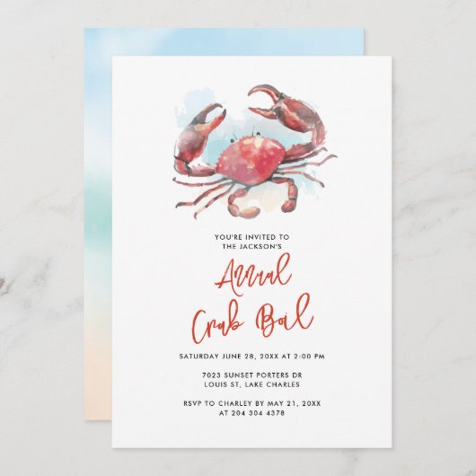 Crab Boil Family Summer Seafood Party Einladung (Vorne/Hinten)