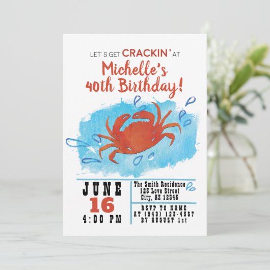 Crab Boil Nautical Birthday Einladung (Stehend Vorderseite)