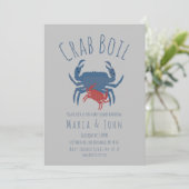Crab Boil Party Baby Dusche Crawfish Grau Einladung (Stehend Vorderseite)