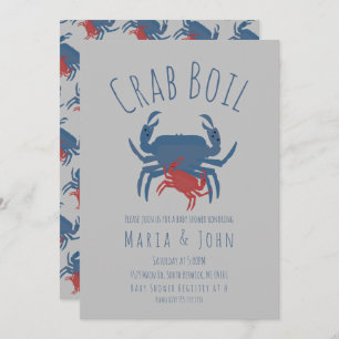 Crab Boil Party Baby Dusche Crawfish Grau Einladung