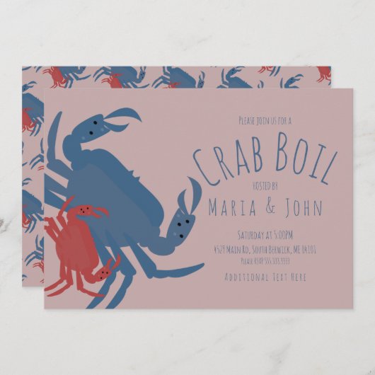 Crab Boil Party Geburtstag Abendessen Crawfish Pin Einladung (Vorne/Hinten)