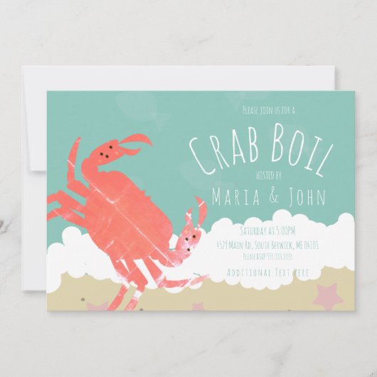 Crab Boil Party Sand Ocean Waves Einladung (Vorderseite)