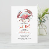 Crab Boil Seafood Engagement Party Einladung (Stehend Vorderseite)