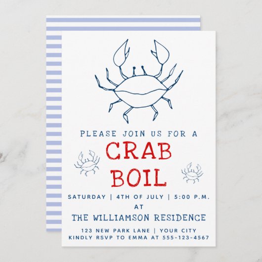 Crab Boil | Sommerliche Party Einladung (Vorne/Hinten)