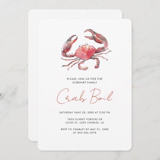 Crab Boil Summer Family Party Einladung (Vorne/Hinten)