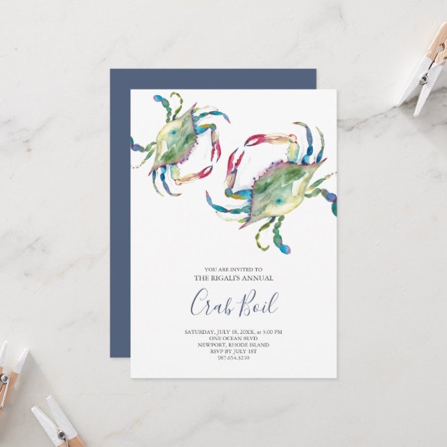 Crab Boil Summer Party Einladung (Vorderseite/Rückseite Beispiel)