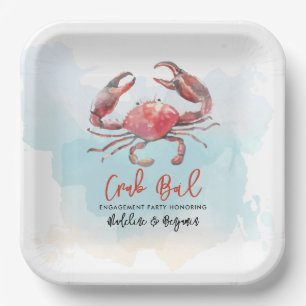 Crab Boil Verlobung Meeresfrüchte Party Wasserfarb Pappteller