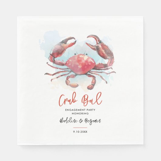 Crab Boil Verlobung Seafood Party Paper Serviette (Vorderseite)
