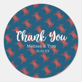 Crab Broil Boil Red Blue Muster Hochzeit Vielen Da Runder Aufkleber