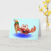 Crab Cartoon mit Eiscreme Grußkarte Karte (Gelbe Blume)