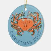 Crab Christmas Lights Crustacean Beach Keramik Orn Ornament (Links)