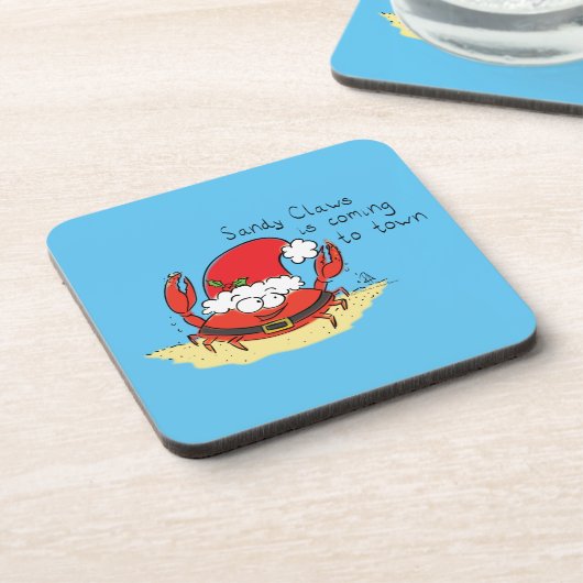 Crab Christmas Tropical Funny Getränkeuntersetzer (Linke Seite)