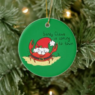 Crab Christmas Tropical Funny Keramik Ornament
