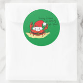 Crab Christmas Tropical Funny Runder Aufkleber (Tasche)