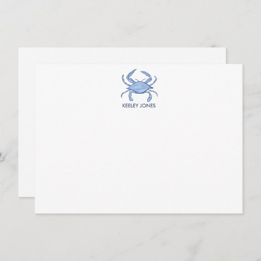 Crab Coastal Chic Personalisiert Flat Note Card Mitteilungskarte (Vorne/Hinten)