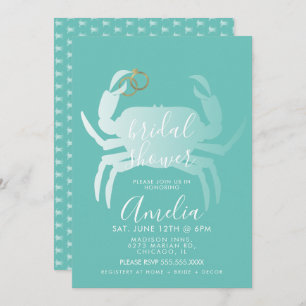 Crab Crustacean Aquamarin Ocean Brautparty Einladung