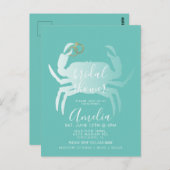 Crab Crustacean Aquamarin Ocean Brautparty Postkarte (Vorne/Hinten)