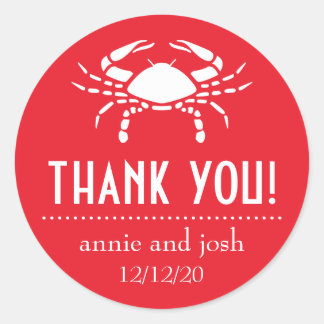 Crab Danke Labels (rot) Runder Aufkleber