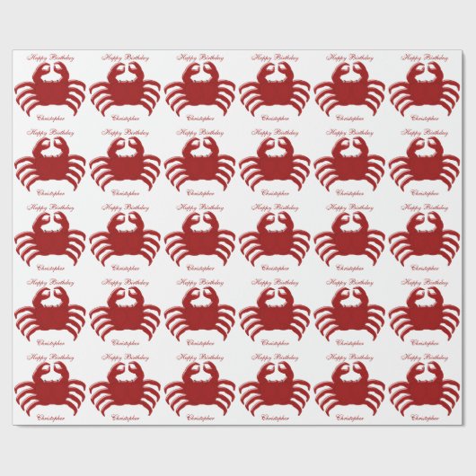 Crab Design Geburtstag Geschenkpapier (Flach)