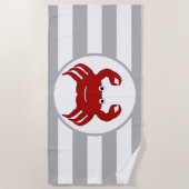 Crab Design grau gestreift Strandtuch (Vorderseite)