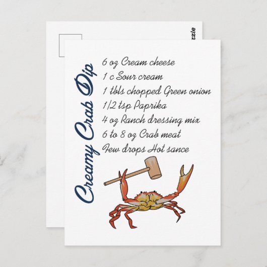 Crab Dip Rezept Postkarte (Vorne/Hinten)