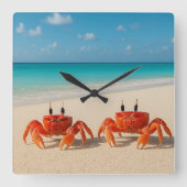 Crab Duo - Square Acrylic Wall Clock Quadratische Wanduhr (Vorderseite)